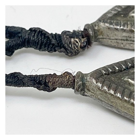 Antiqued Silver Tone Egyptian Revival Multi Strand Beaded Layered Necklace - Picture 7 of 8